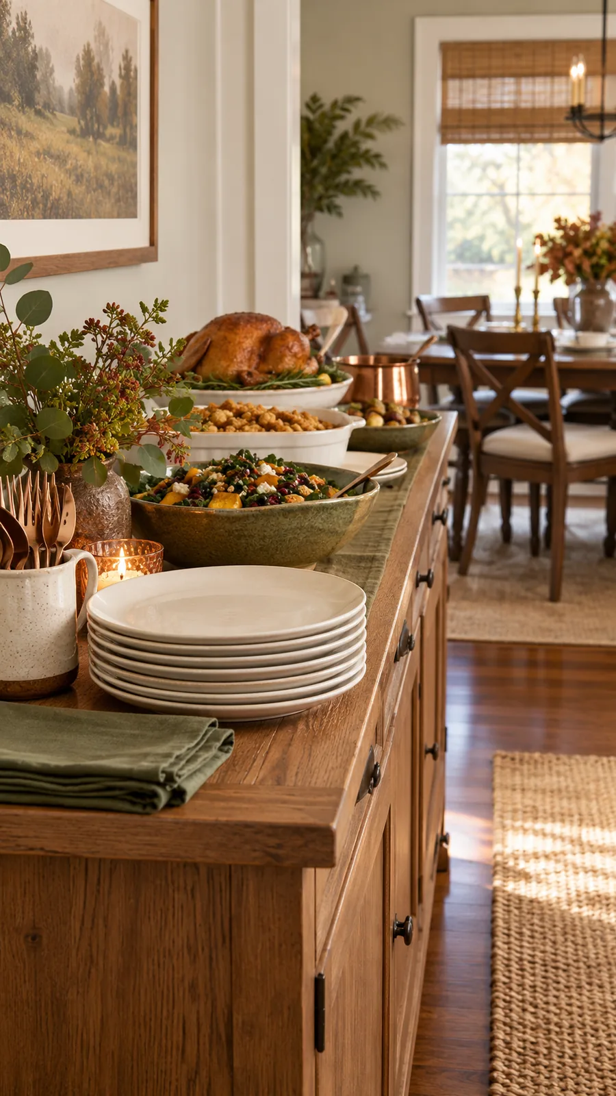 A Clear Plate Starting Point shown for Thanksgiving buffet setup ideas