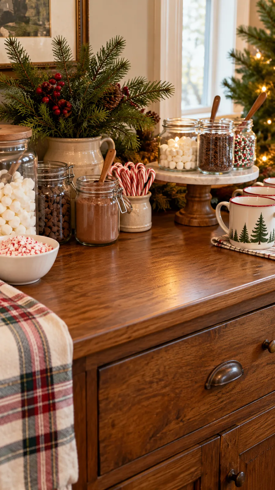 A Clearly Marked Mug Landing Spot shown for hot cocoa bar ideas small space