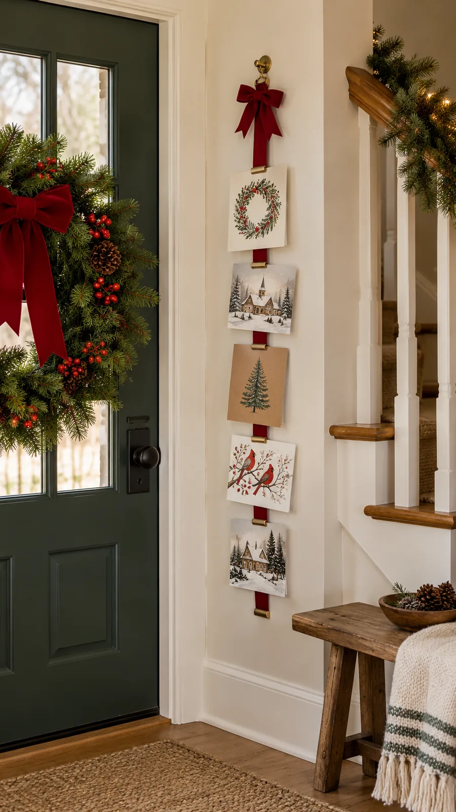 A Ribbon on a Suitable Existing Point shown for Christmas card display ideas small home