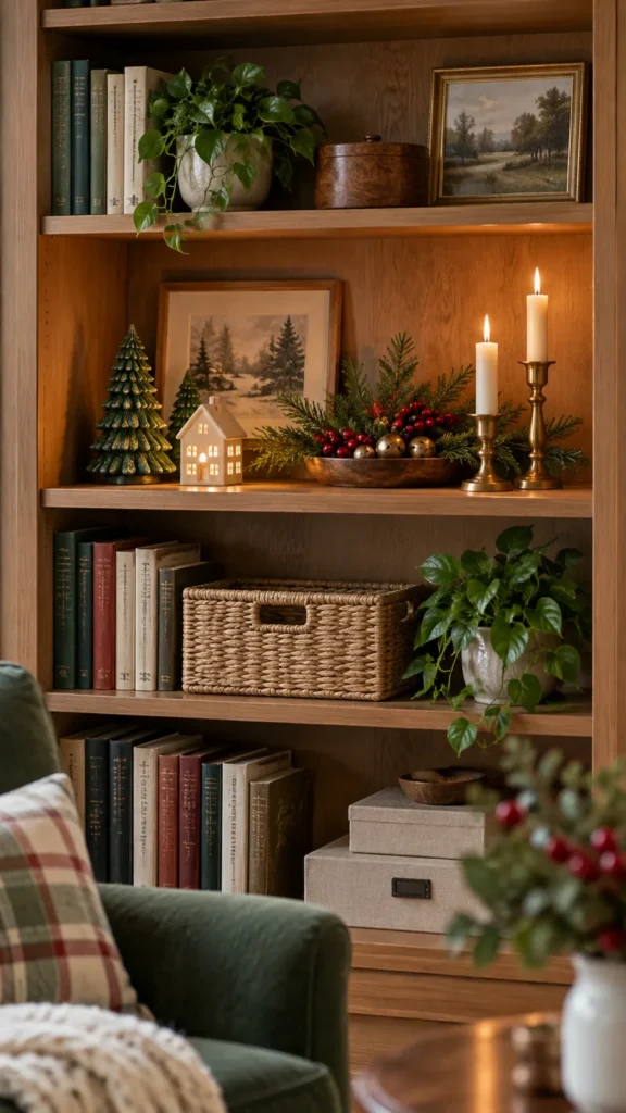 A Bookcase Holiday Niche