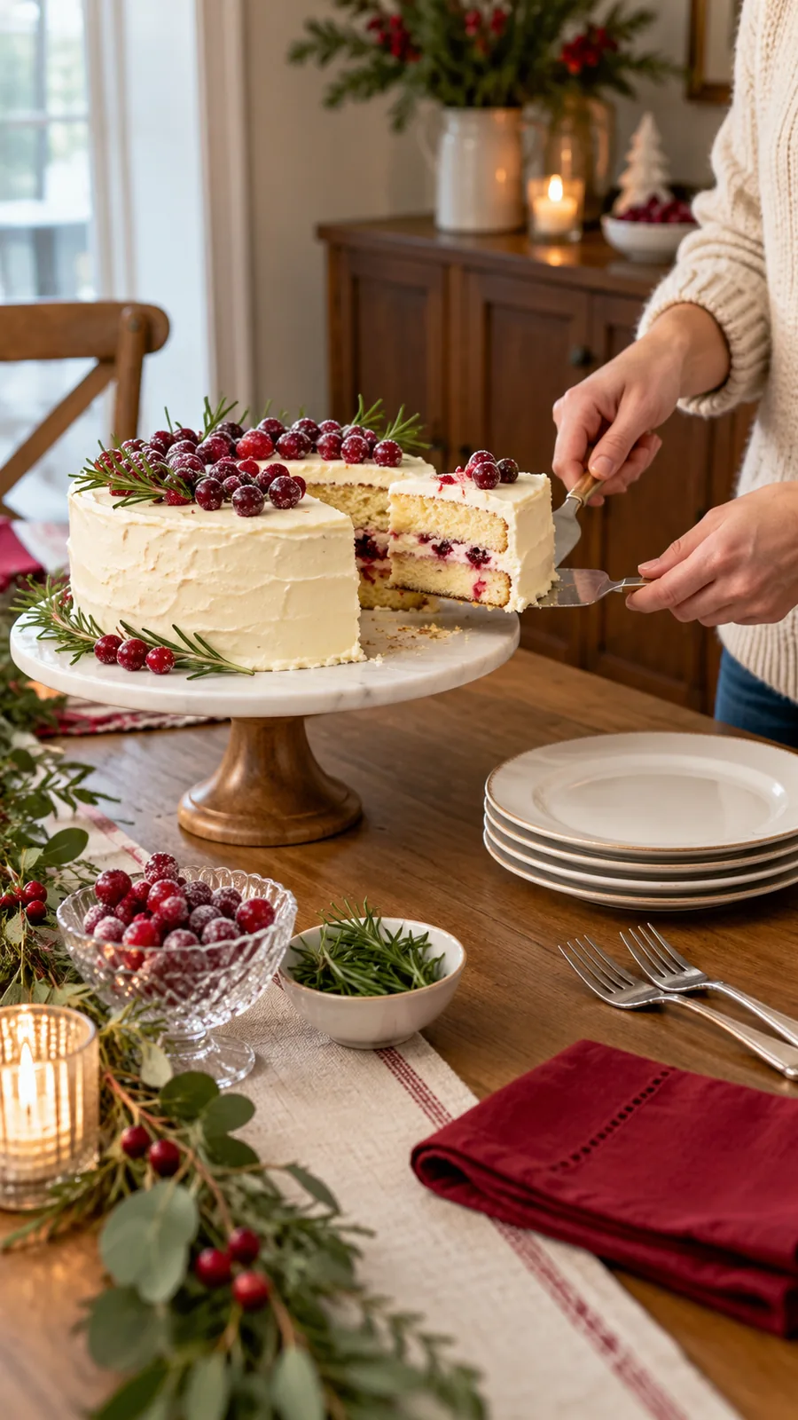 A Dedicated Cake-Serving Space shown for holiday dessert table ideas small space