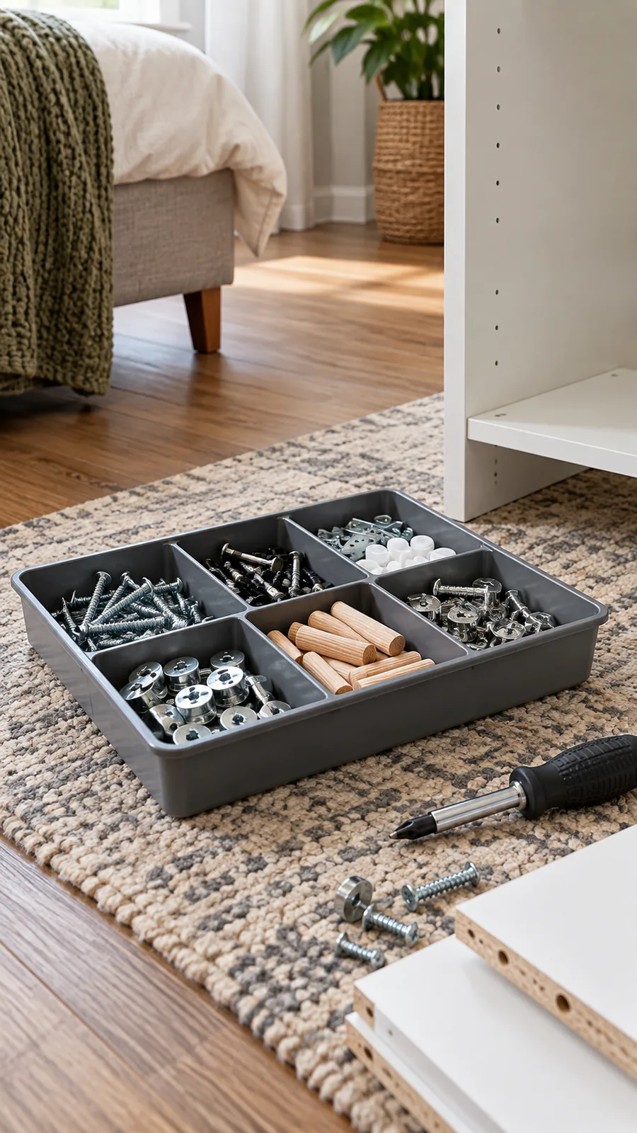 A Small Parts Tray shown for tools for furniture assembly