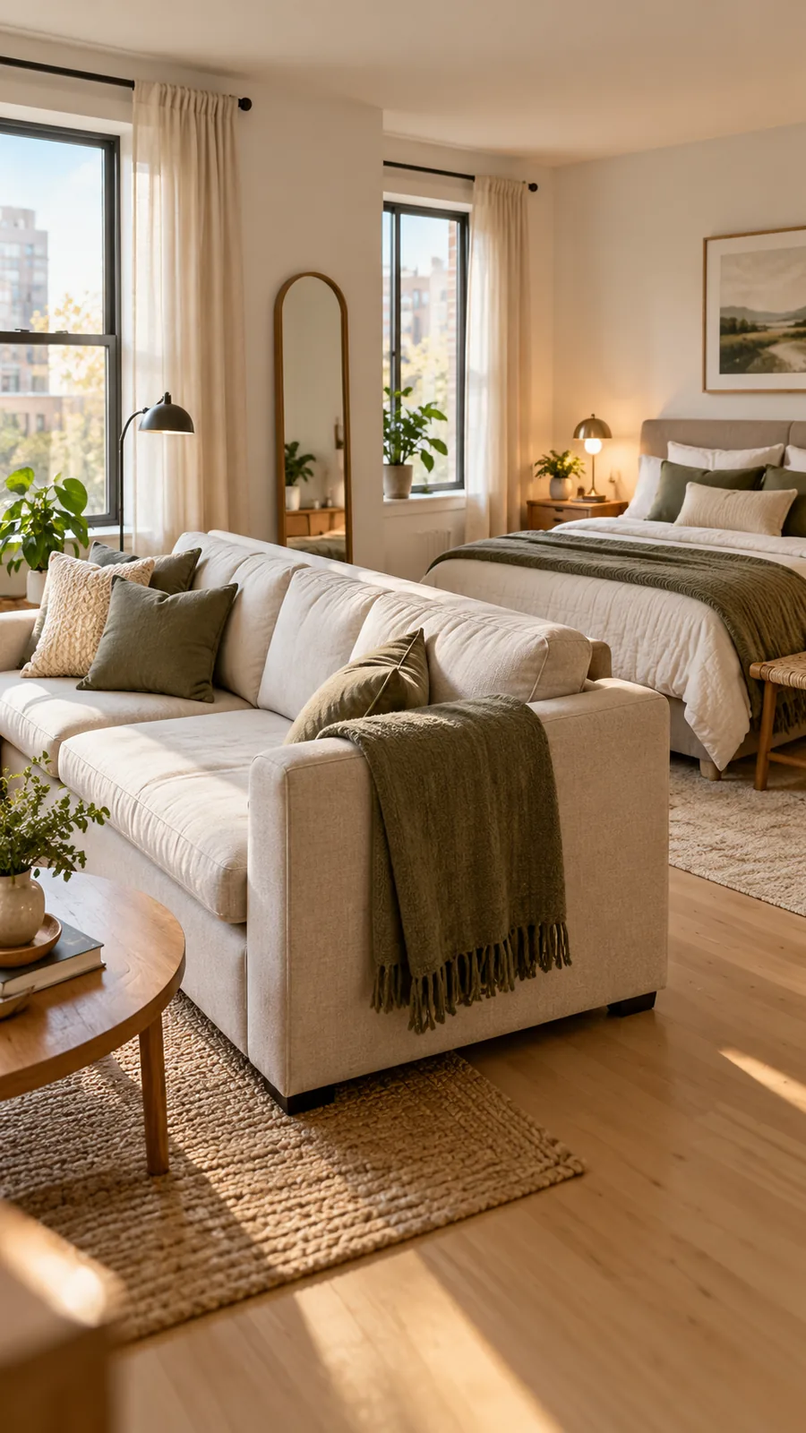A Sofa-Back Activity Line shown for studio apartment room divider ideas