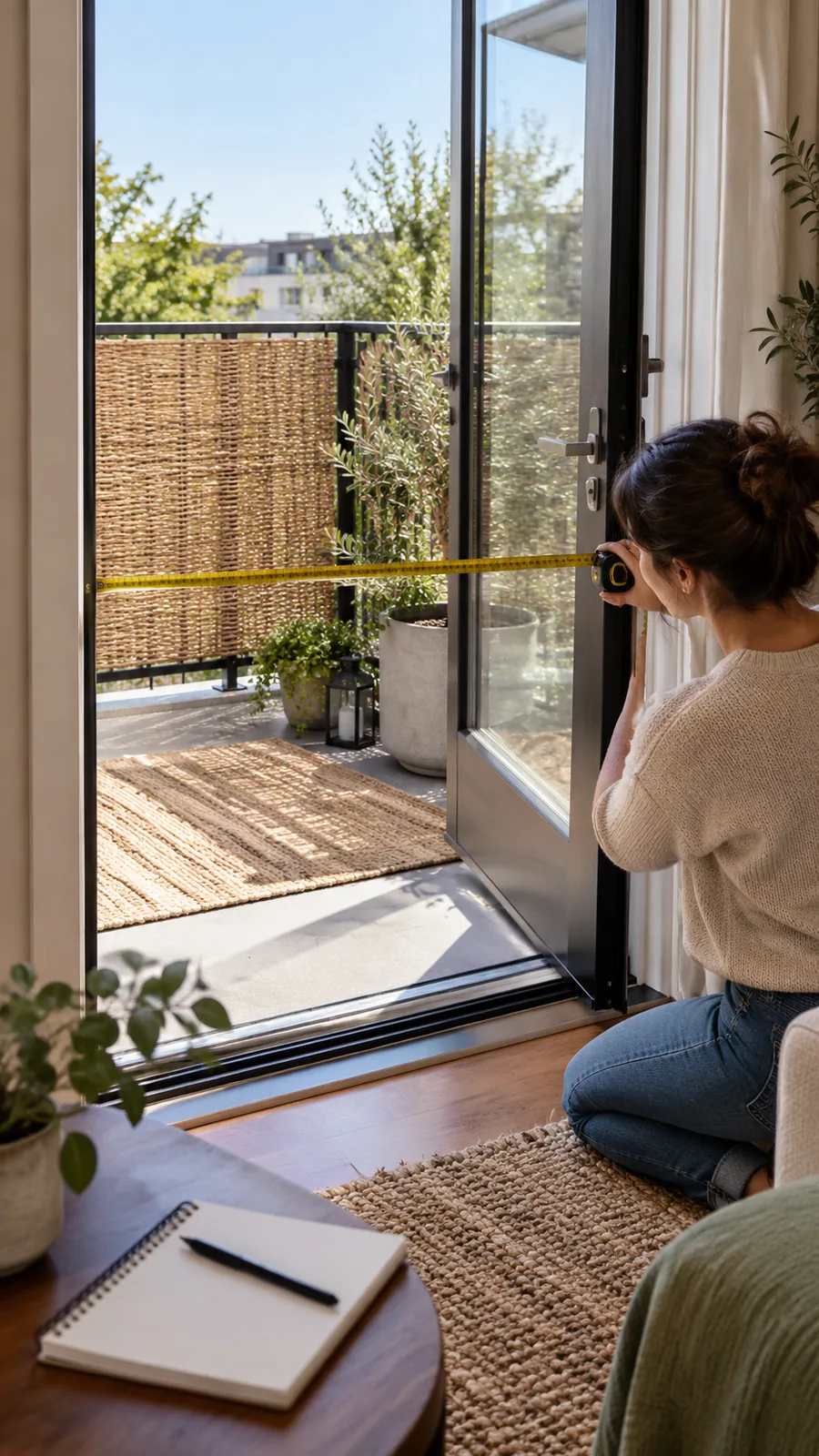 A Measured Open Door shown for balcony privacy screen ideas