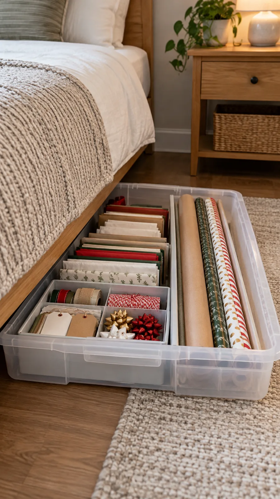 A Protected Gift-Wrap Box shown for under bed storage ideas small bedroom