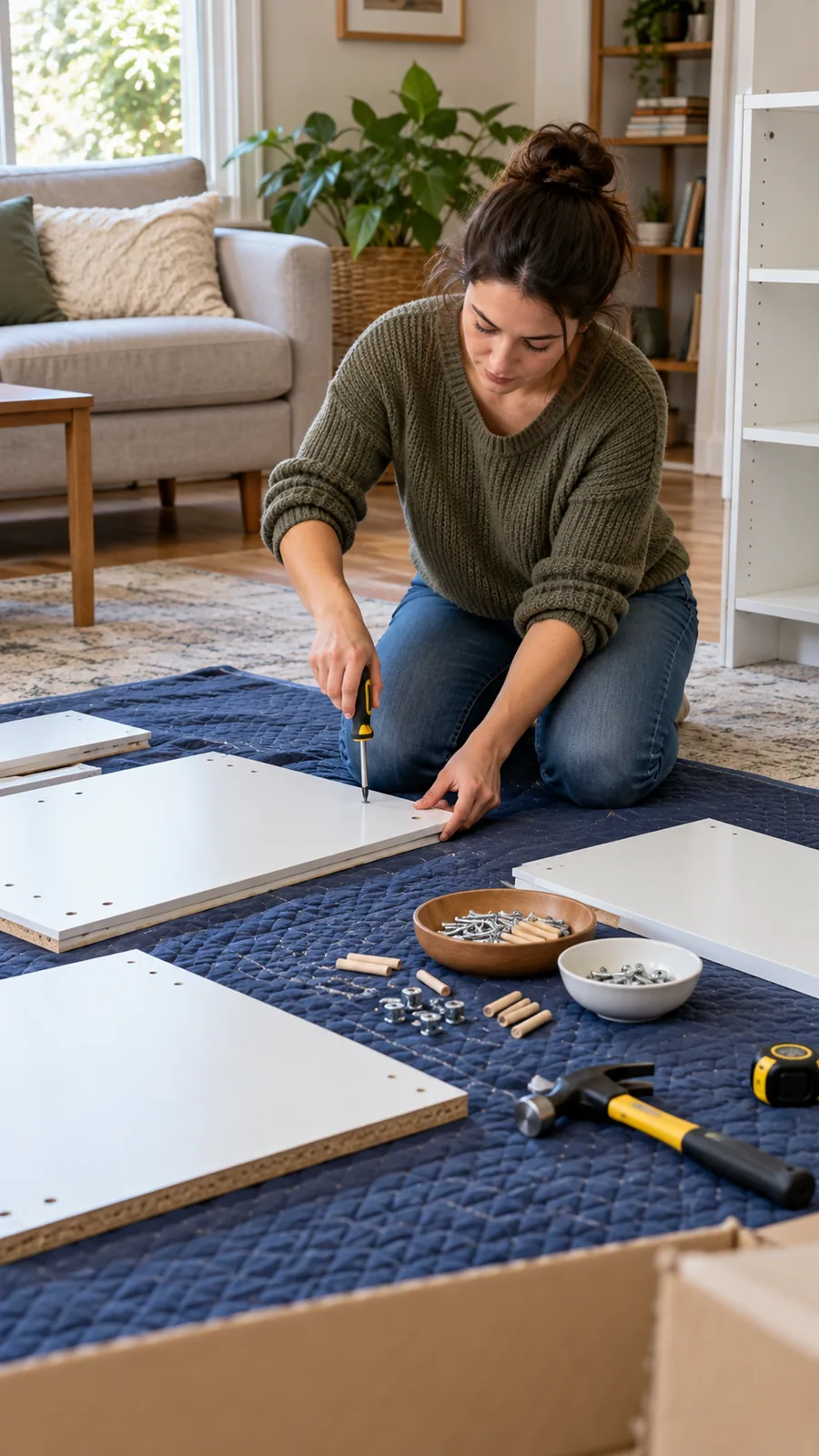 A Protective Work Surface shown for tools for furniture assembly