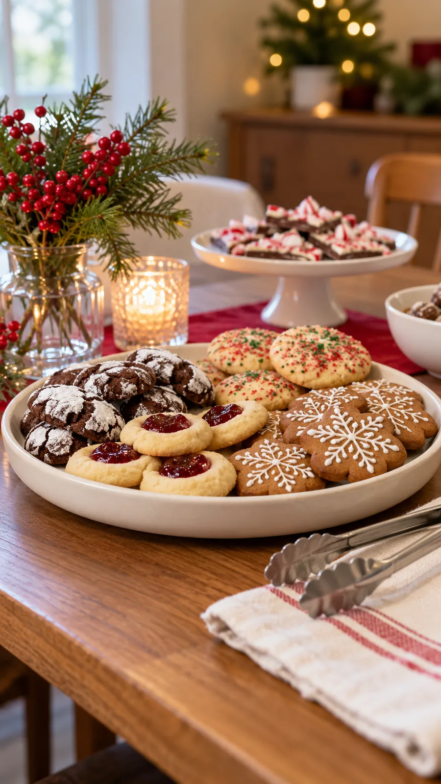 A Separate Cookie Platter shown for holiday dessert table ideas small space