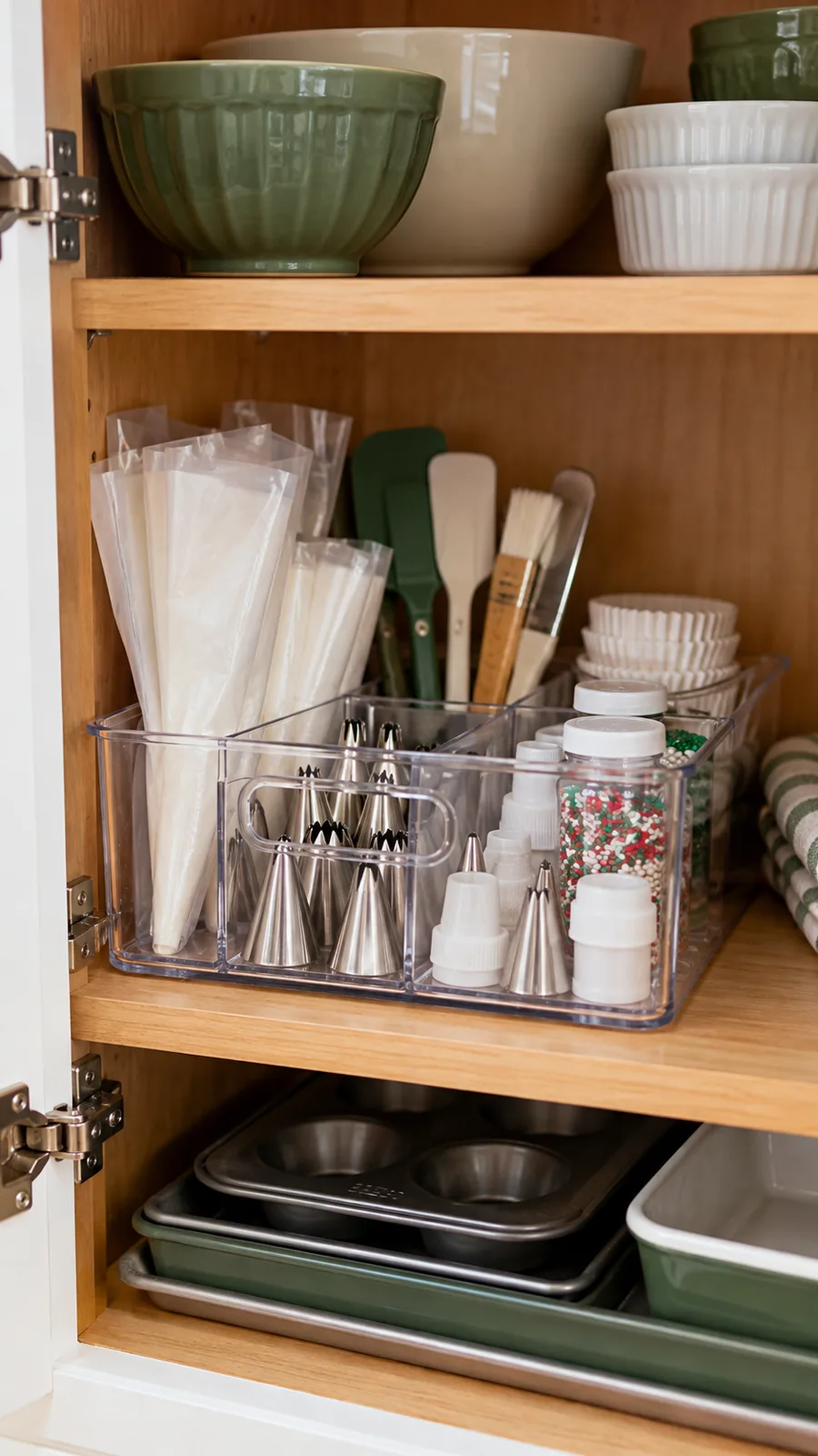 A Small Decorating-Supplies Box shown for kitchen cabinet organization holiday baking