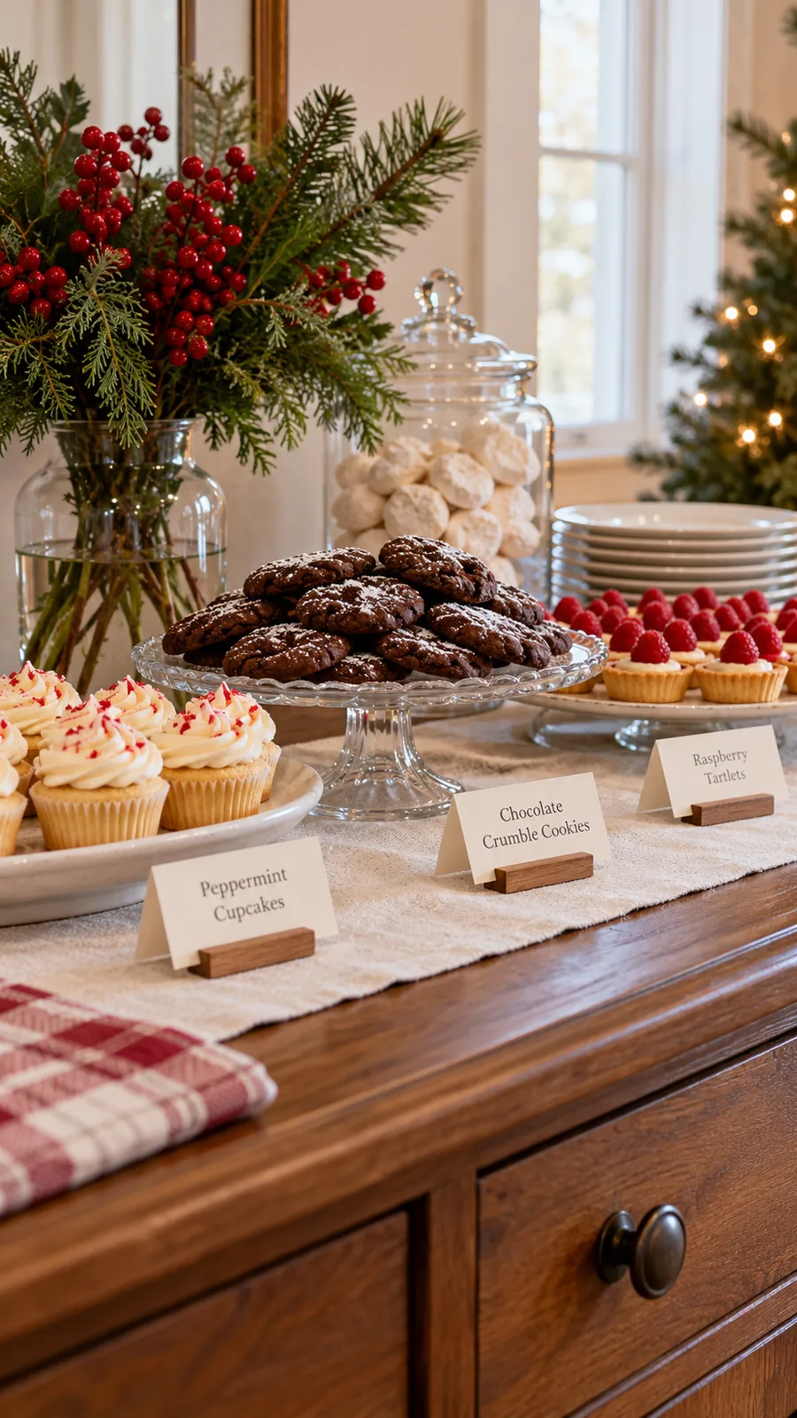 A Low Label Row shown for holiday dessert table ideas small space