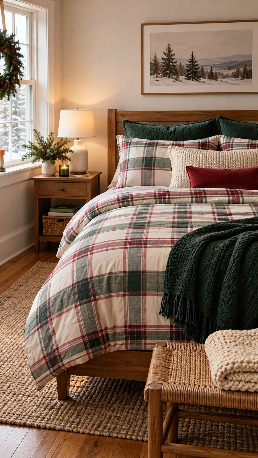 A Festive Laundry-Friendly Quilt Cover shown for Christmas bedroom decor small room