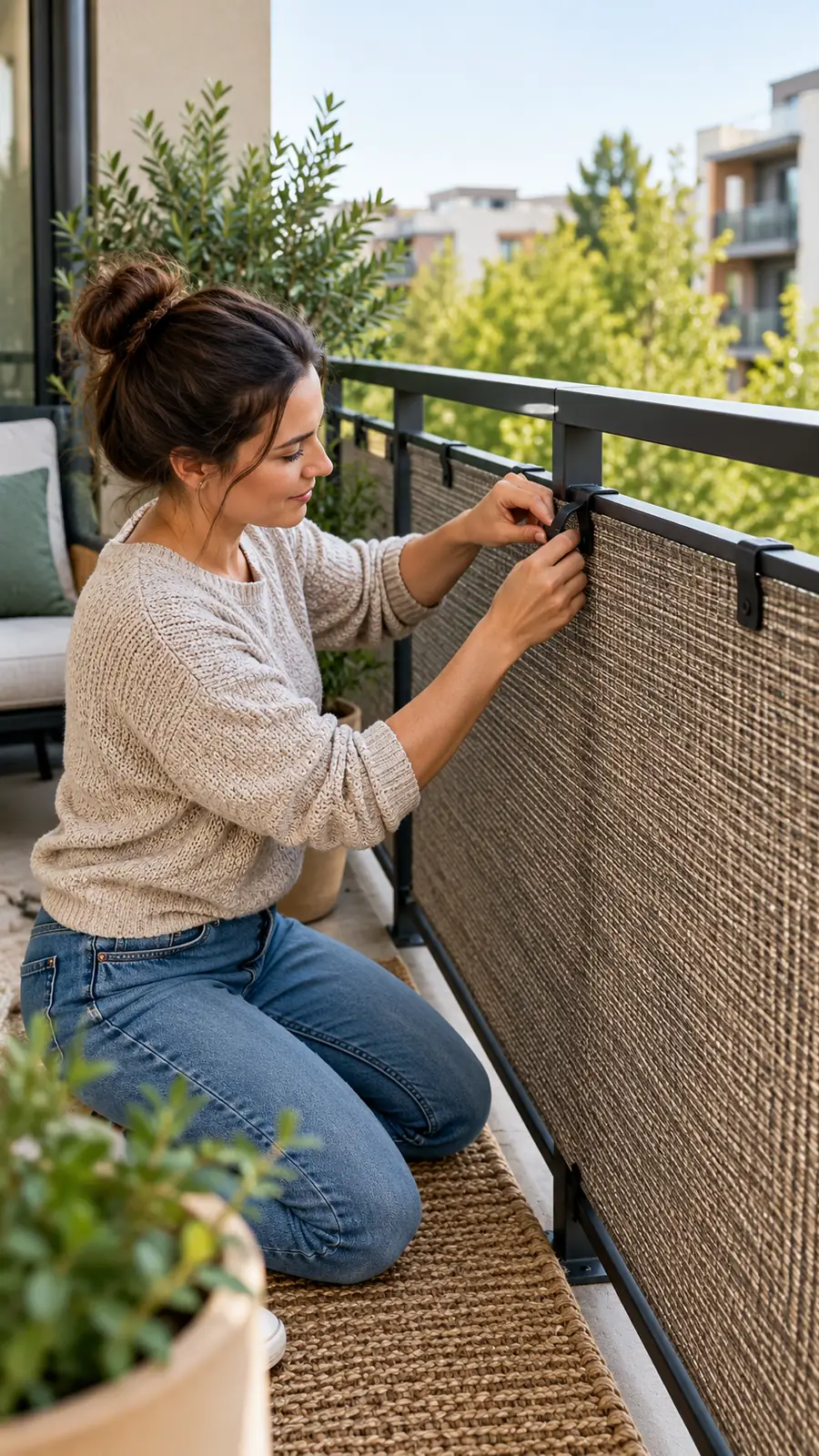 A Permitted Attachment Method shown for balcony privacy screen ideas