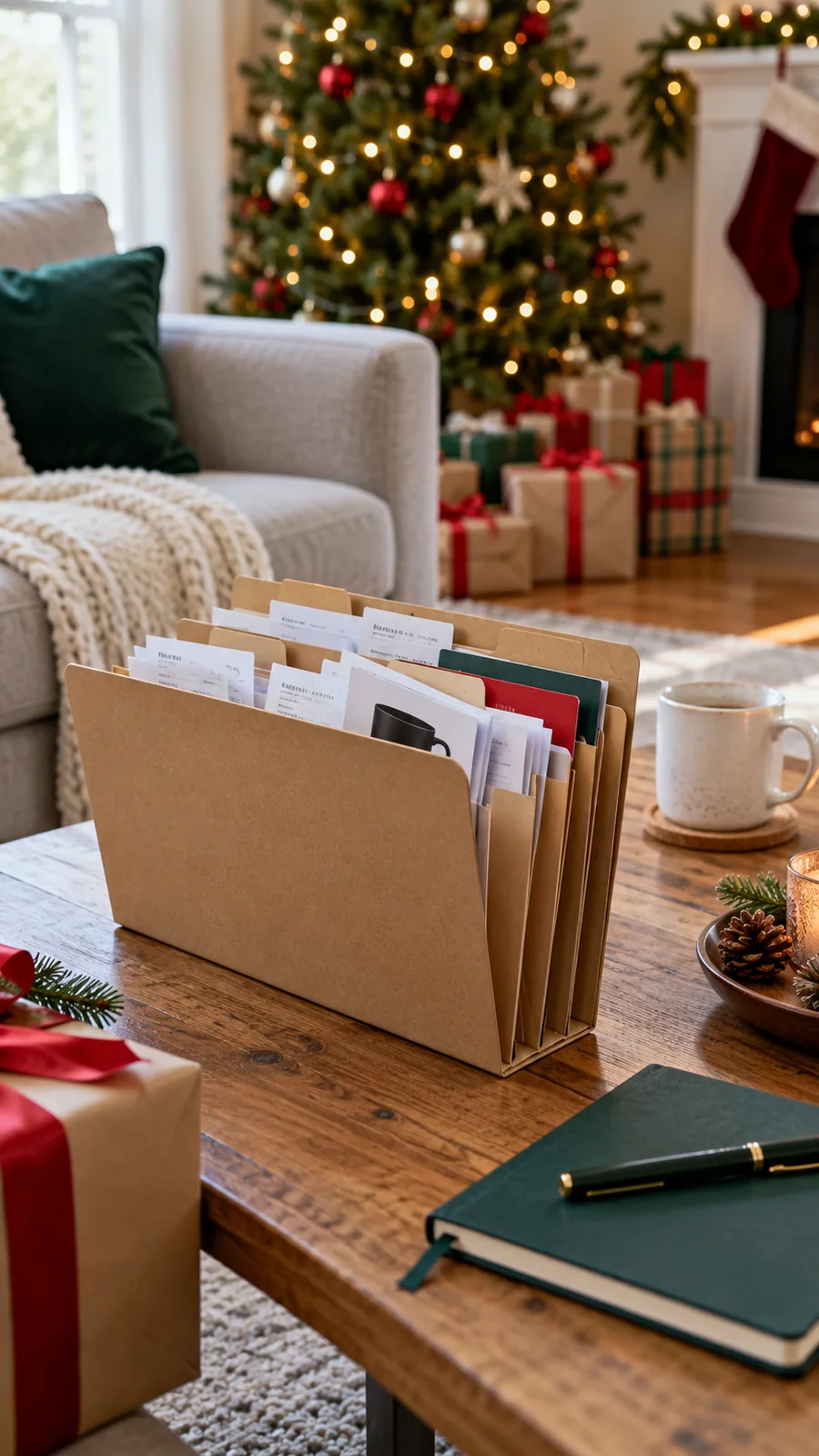 A Receipts-and-Returns Folder shown for Christmas gift opening setup small home