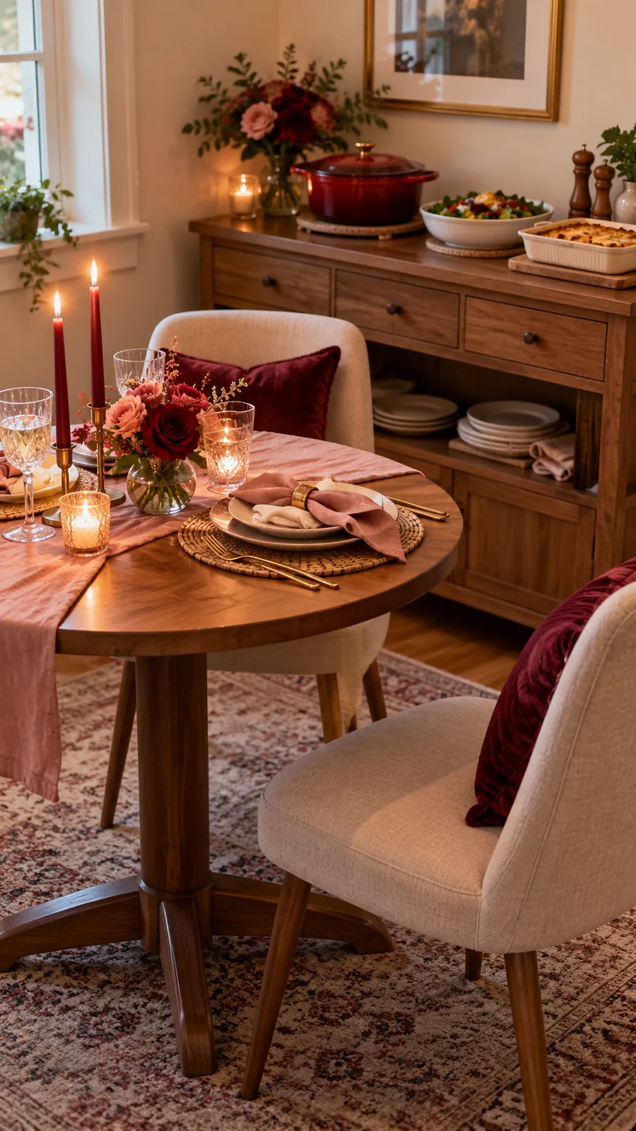 A Separate Serving Spot shown for Valentines Day dining nook ideas