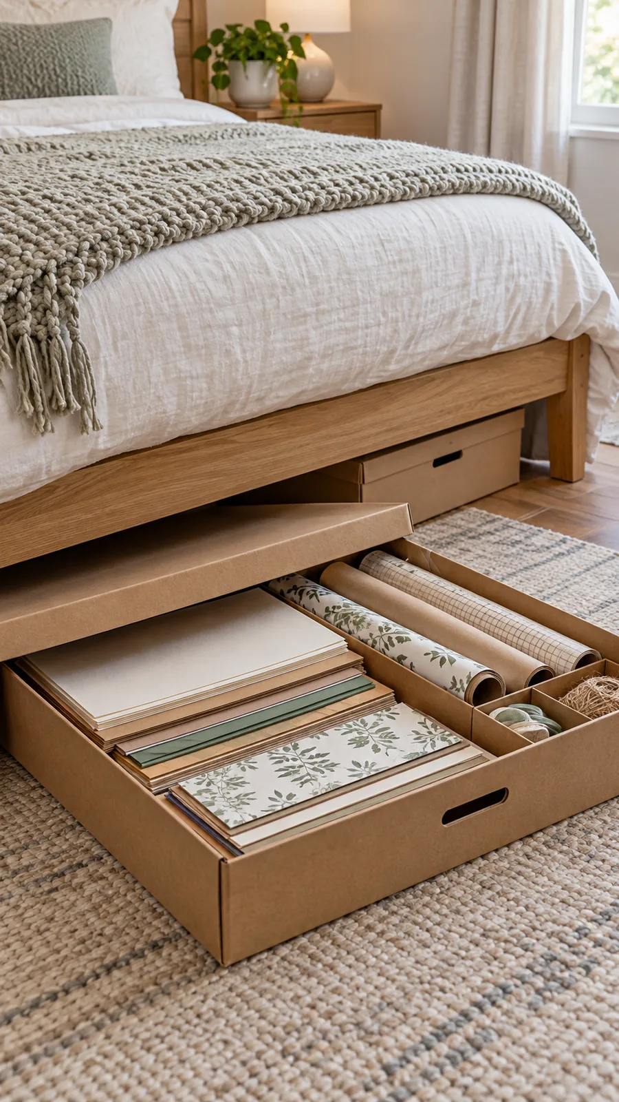 A Shallow Craft-Paper Case shown for under bed storage ideas small bedroom