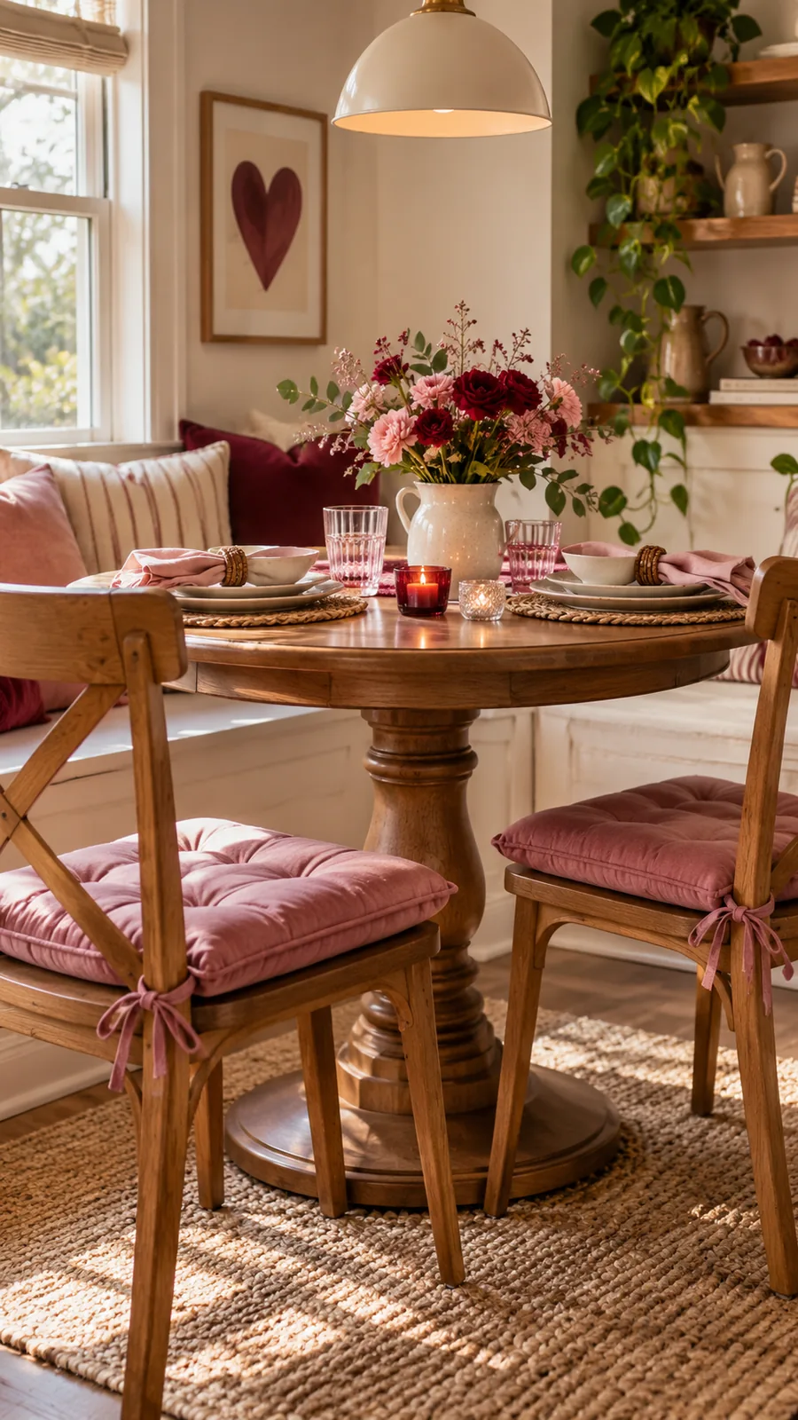A Comfortable Chair Refresh shown for Valentines Day dining nook ideas