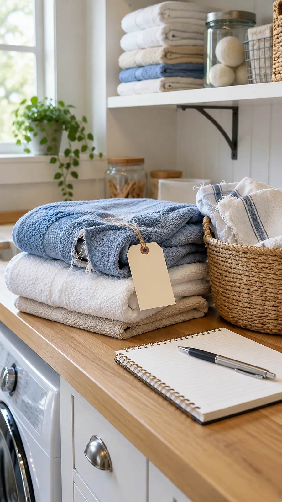 A Linen Repair Note shown for small laundry area organization ideas