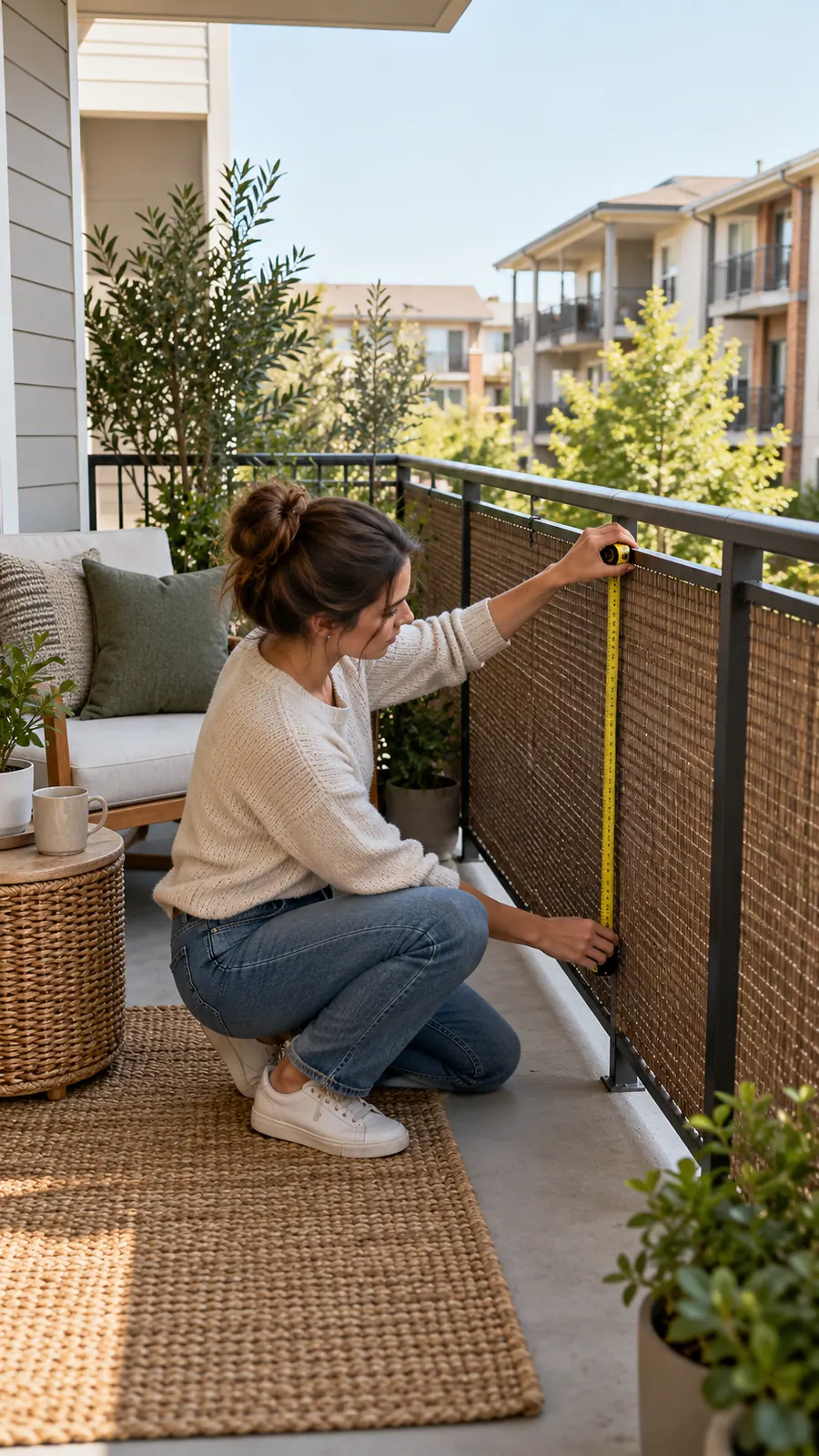 A Neighbor-Aware Boundary shown for balcony privacy screen ideas