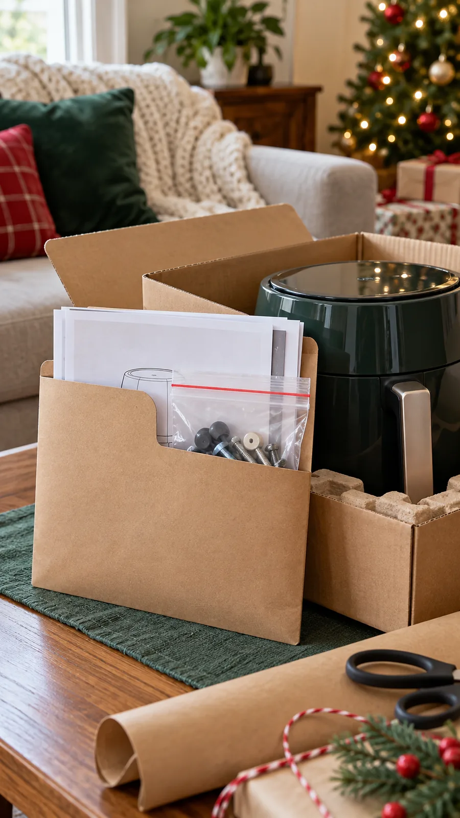 A Protected Instruction Pocket shown for Christmas gift opening setup small home