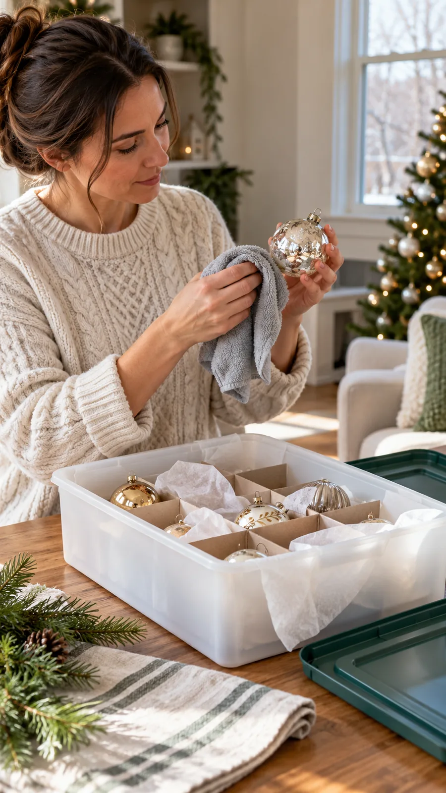 A Dryness Check Before Closing shown for how to clean holiday decorations