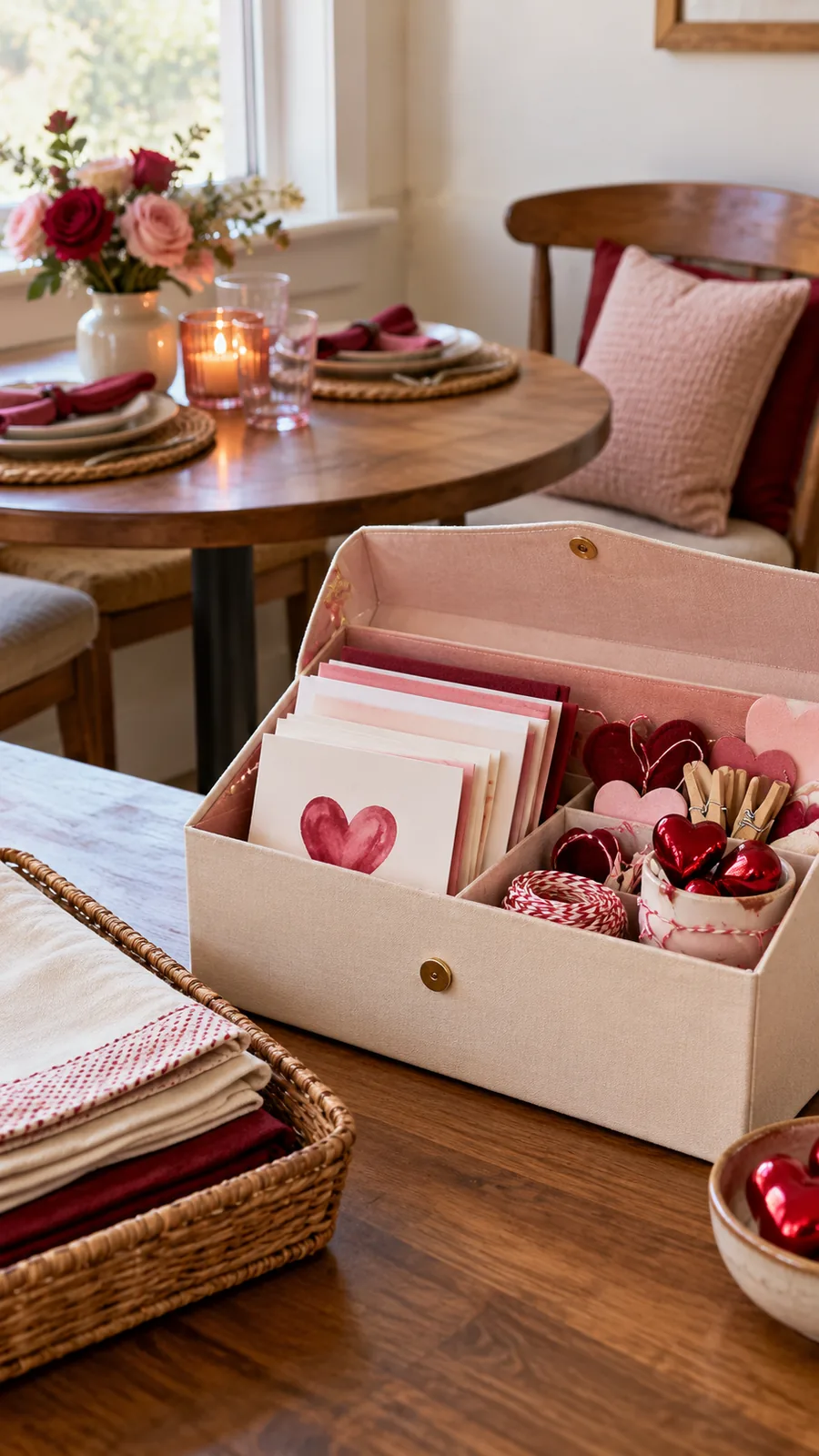 A Reusable Celebration Envelope shown for Valentines Day dining nook ideas