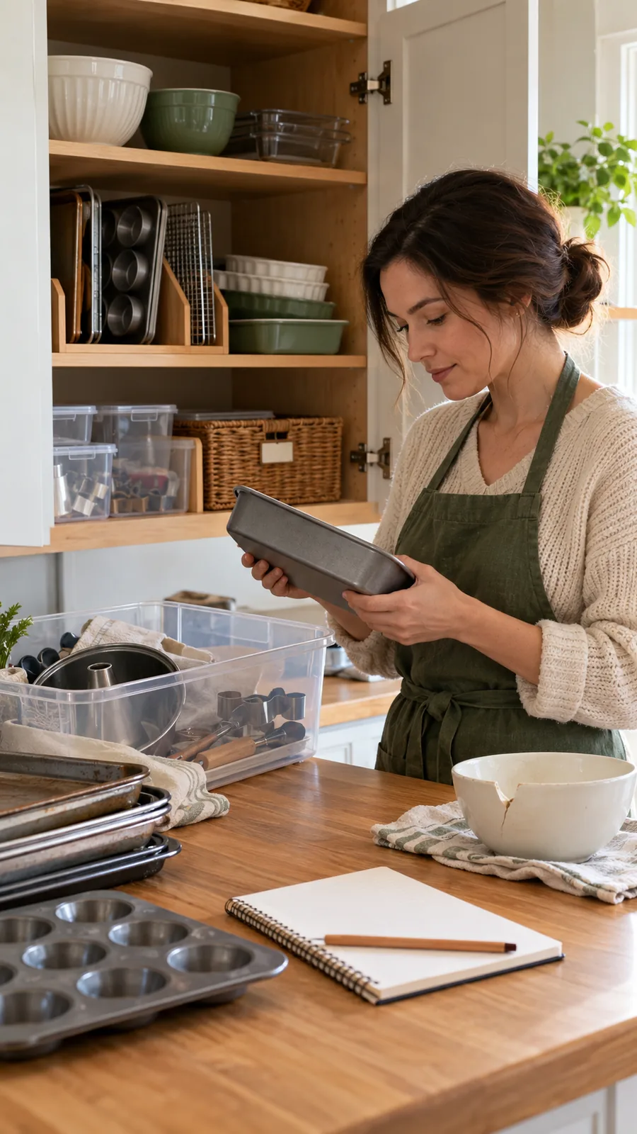 A Seasonal Equipment Review shown for kitchen cabinet organization holiday baking