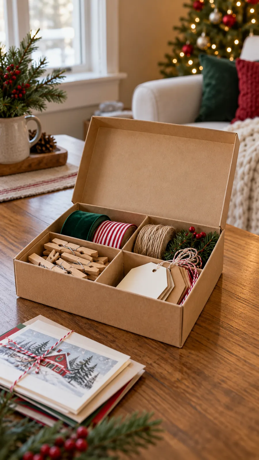 A Small Reusable Display Kit shown for Christmas card display ideas small home