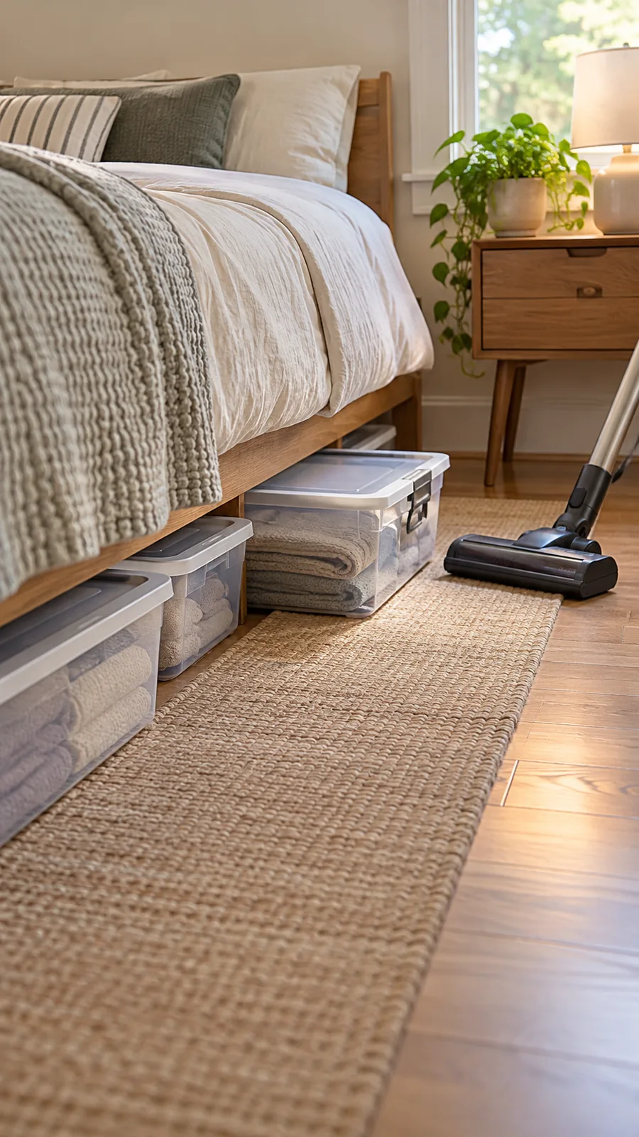 An Easy-Clean Retrieval Lane shown for under bed storage ideas small bedroom