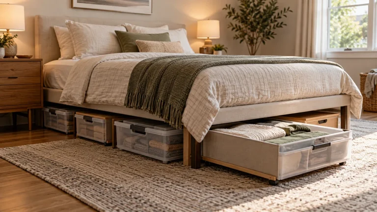 Under-Bed Storage Ideas for a Small Bedroom in a realistic compact American home